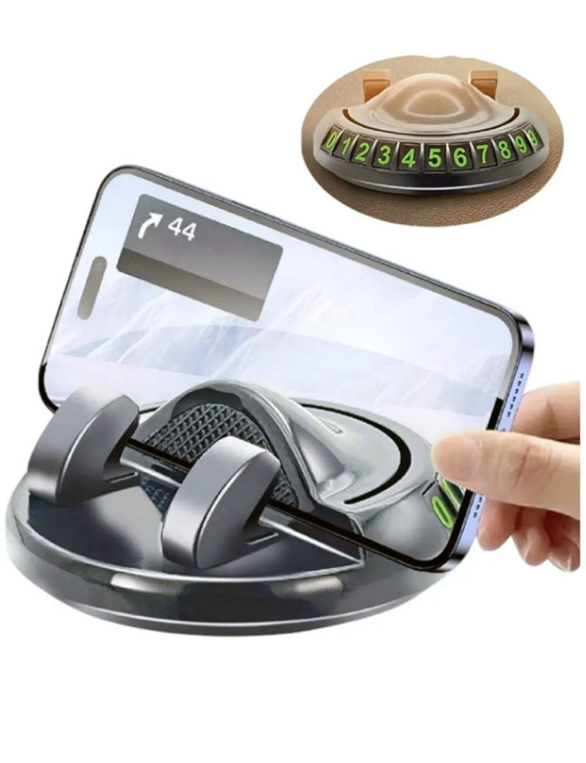 360 Derece Dönebilen Yapışkanlı ve Numaratörlü Araç Telefon Tutucu