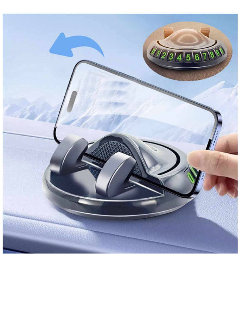 360 Derece Dönebilen Yapışkanlı ve Numaratörlü Araç Telefon Tutucu