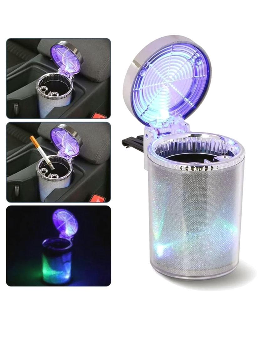 RGB 7 Renkli Led Işıklı Kapaklı Lüks Oto Küllük