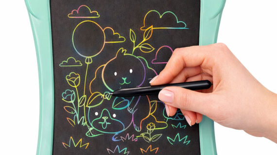 Kedi Figürlü LCD Yazı Tableti Renkli Çizim ve Yazı Tahtası 3+ (Turkuaz)