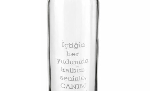 Lazer İşleme 500 ml Cam Matara Şu Şişesi Kılıfsız | Anneler Günü Konsept Hediyelik