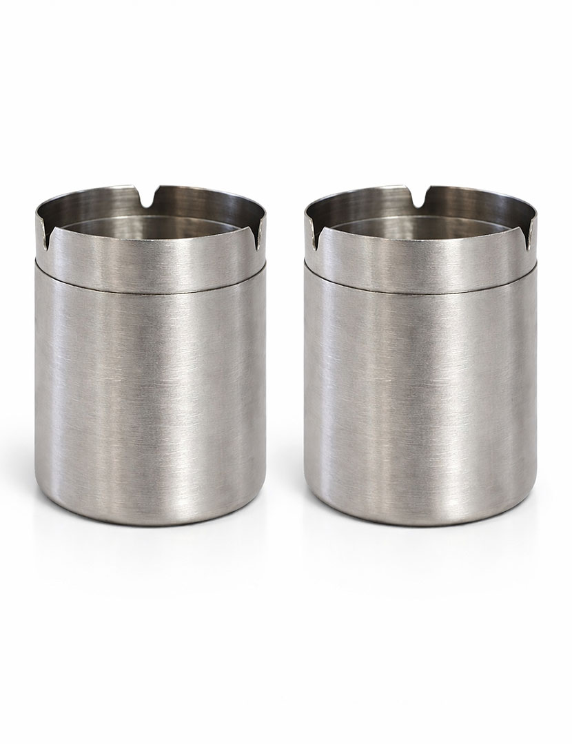 Paslanmaz Çelik Kapaklı Kokusuz Küllük | Ev, İş Yeri ve Araç Küllüğü – 2 Adet