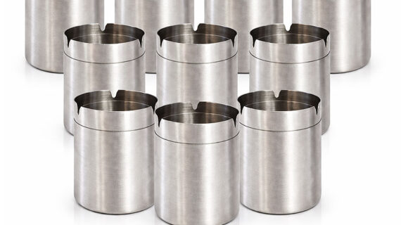 Paslanmaz Çelik Kapaklı Kokusuz Küllük  | Ev, İş Yeri ve Araç Küllüğü – 10 Adet